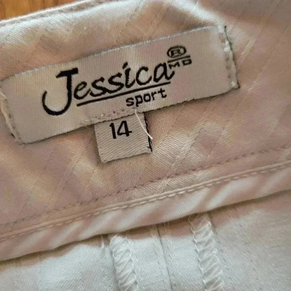 Jessica Sport Beige Tone on Tone  Striped Pencil Skirt Front Closure sz14 - Picture 2 of 8